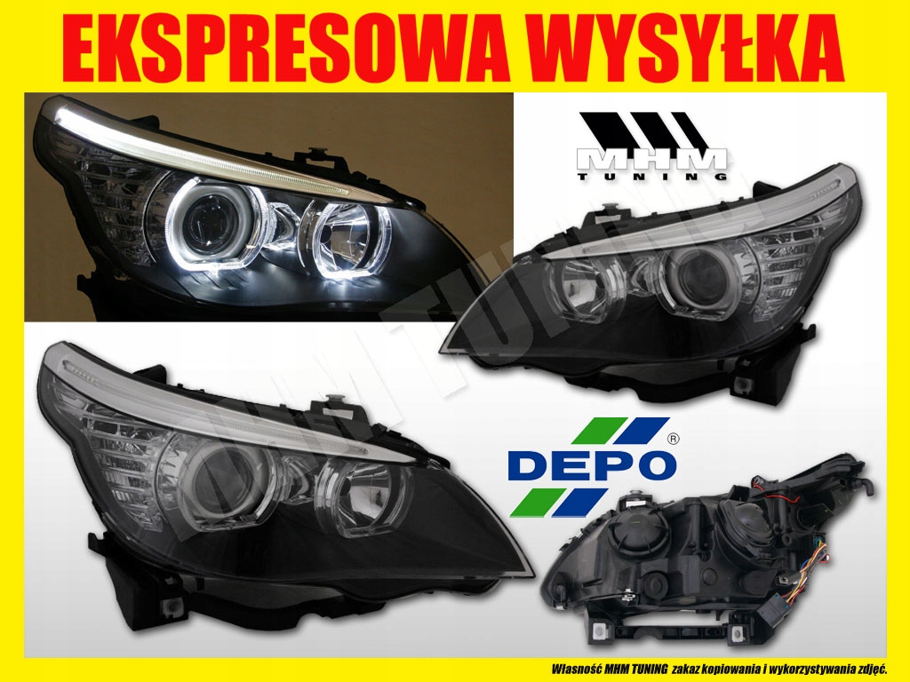 Reflektort фары комплект  l+r кольца angel eyes led тюнинг bmw 5 e60 e61 2003-07 Цена