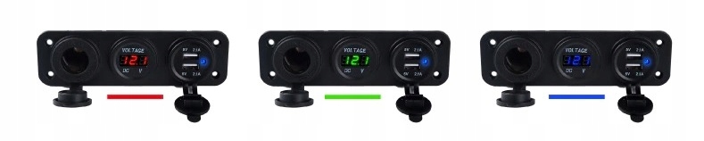 фото №10, Панель роз'єм прикурювача woltomierz зарядний пристрій 2x usb 3,1a 3w1 автомобіль