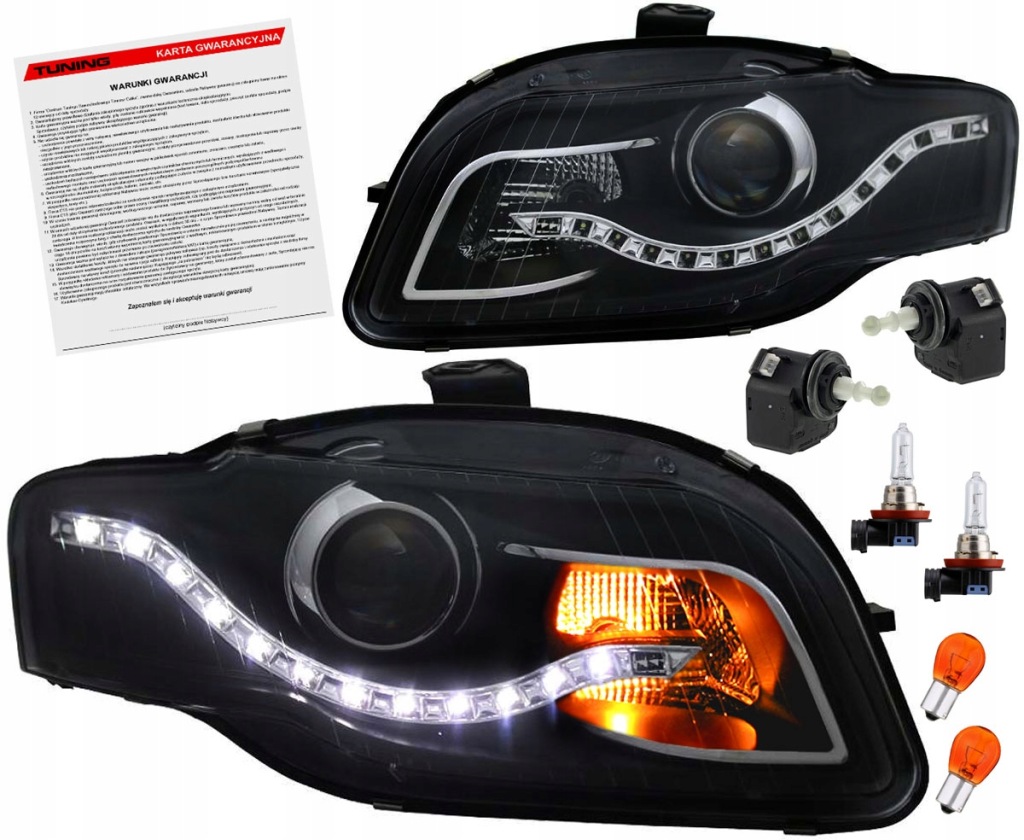 фото №1, Audi a4 b7 лампи фари black led габаритні вогні usa