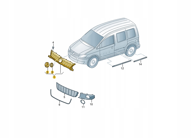 фото №2, Решітка радіатора радіатора решітка радіатора vw caddy, touran aso