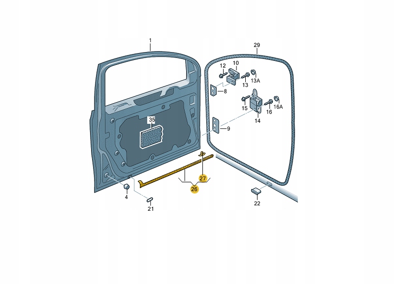 фото №2, Прокладка zew рамы дверь golf vi 5d правая