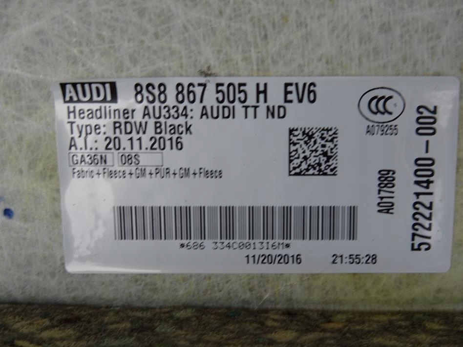 фото №7, Audi tt 8s 14-19 потолок czarna s-line 8s8867505h