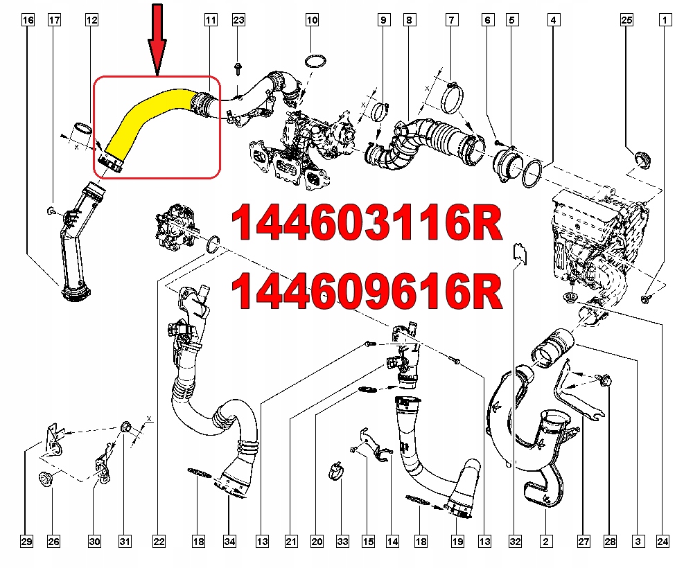 Купить Труба пабтрубок  шланг turbo renault 1.2 tce 144603116r