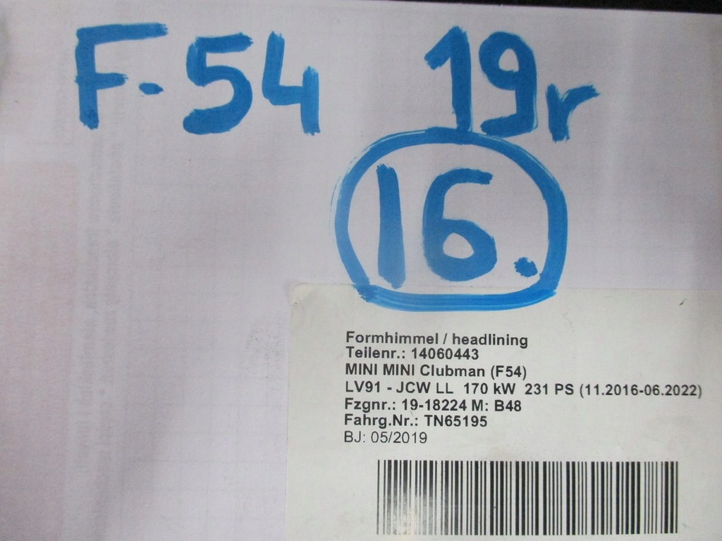 фото №6, 16. стеля mini clubman f54 19r