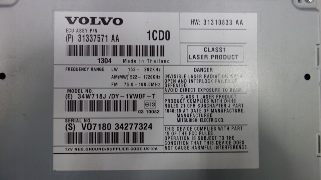 фото №3, Volvo v40 радіо чейнджер cd 31337571aa