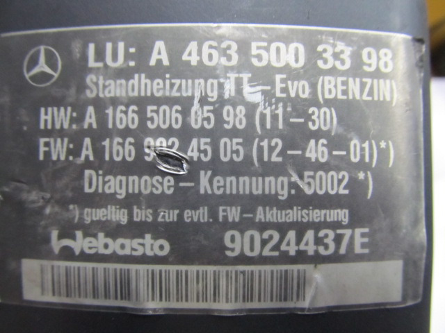 фото №5, Webasto thermo top evo mercedes a4635003398 benzin
