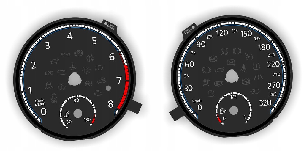 фото №1, Vw scirocco r замінник диск спідометра mph км/год
