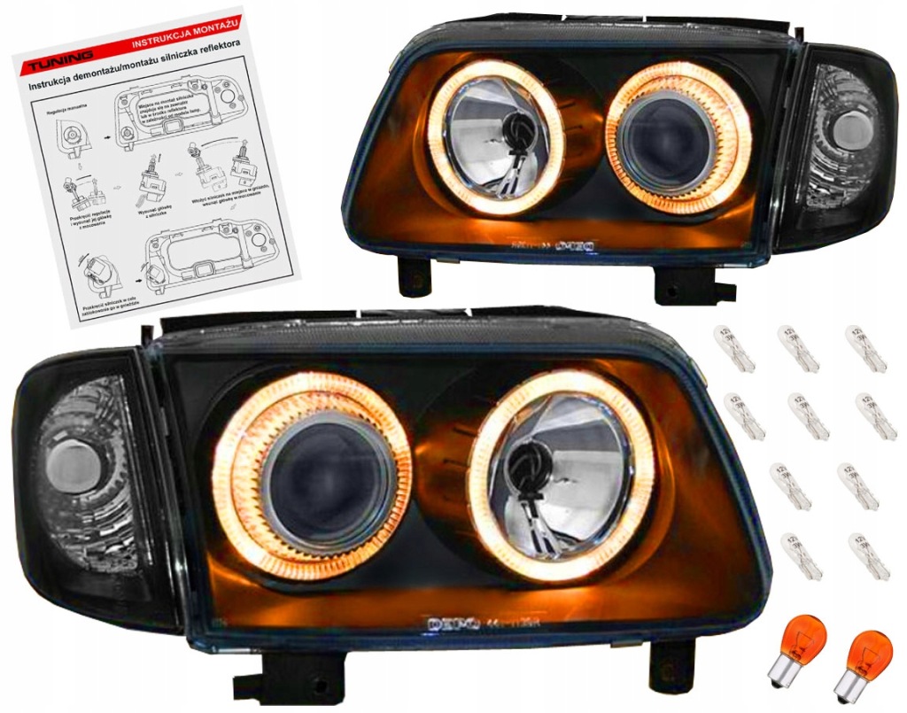 фото №1, Vw polo 6n2 99-01 лампи фари black кільця h7