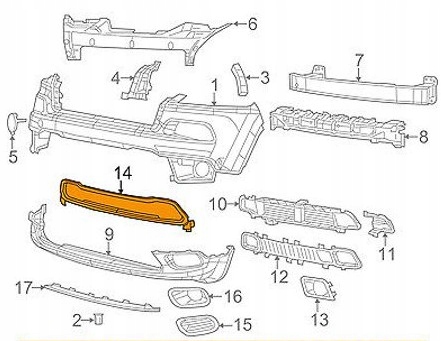 фото №3, Jeep cherokee kl 14- рамка решётка бампера хром