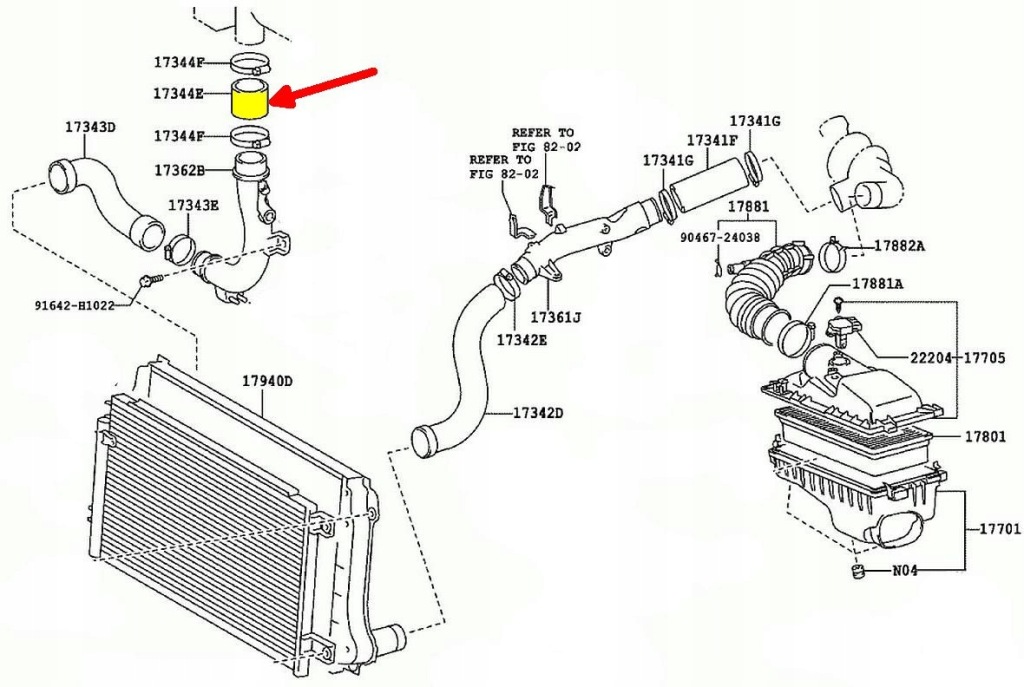 фото №5, Toyota avensis t25 corolla verso 2,0 труба пабтрубок  шланг turbo интеркулер