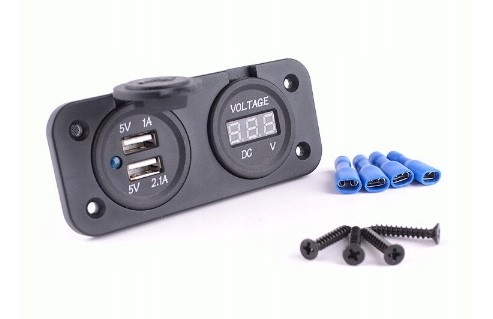 фото №5, Панель woltomierz зарядний пристрій 2x usb 3,1a 2w1 роз'єм прикурювача мотоцикл