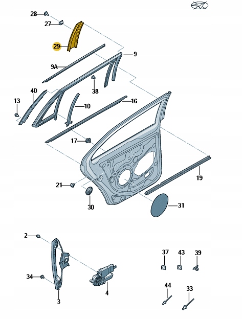 фото №2, Накладка рама дверь стойка b vw golf jetta левая