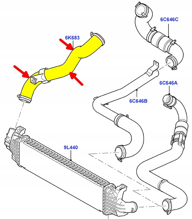 фото №6, Ford kuga mk1 2,0 tdci шланг труба waz turbo інтеркулер 1525264
