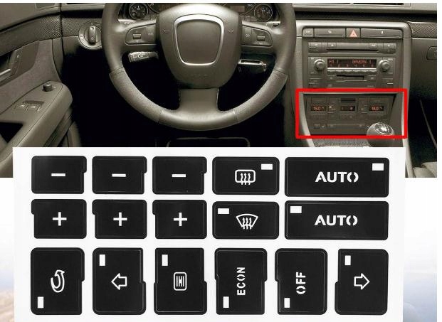 фото №1, Наклейки ремонт клавиш кнопки audi a4 b6 b7