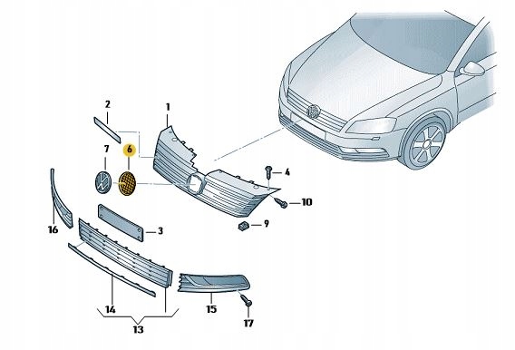 фото №4, Кронштейн эмблема решётка радиатора перед vw passat b7