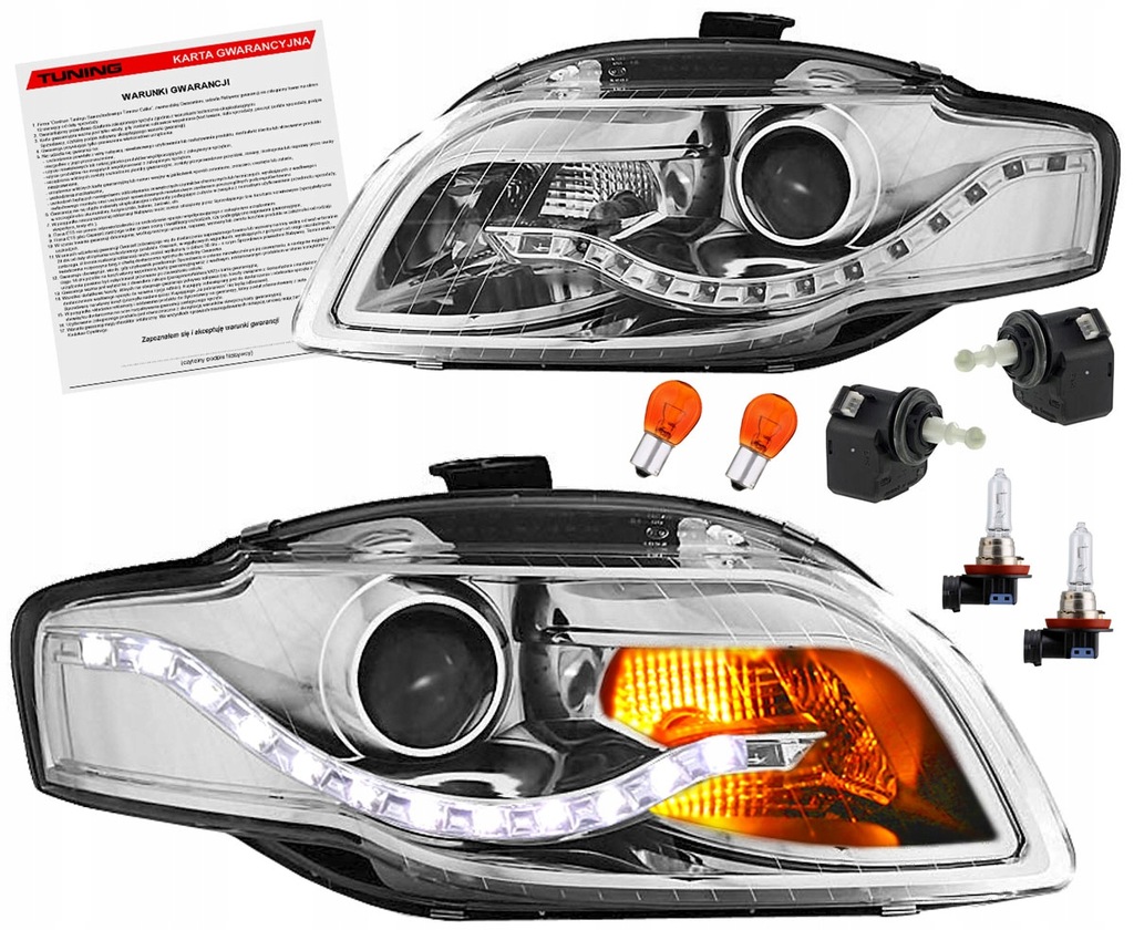 фото №1, Audi a4 b7 лампи фари хром led поворотники usa