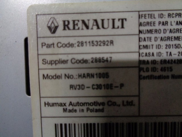 фото №4, Renault captur lift радио cd 281153292r