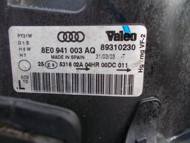 фото №5, Audi a4 8e 01-05 левая лампа ксенон