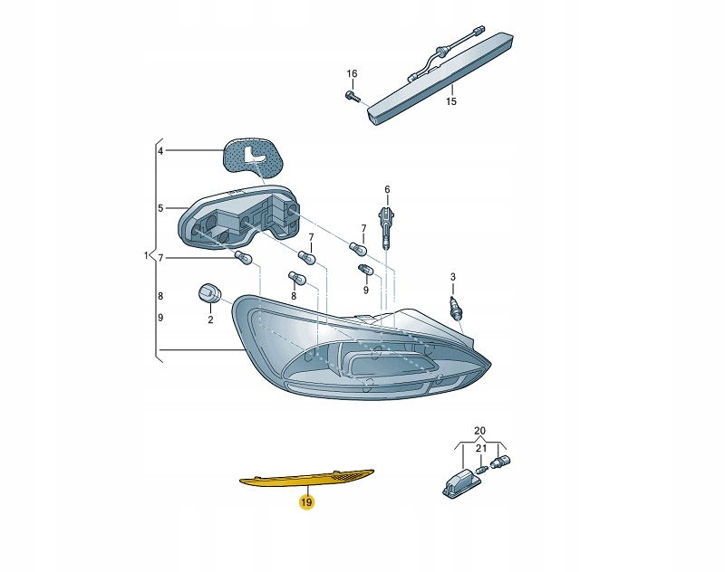 фото №2, Отражатель отражающий свет vw scirocco r правая