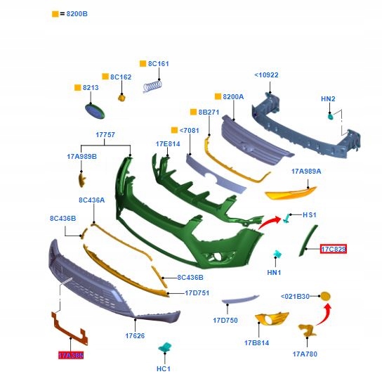 фото №15, Молдинг вертикальная бампера перед правая kuga mk1 08- _ 1536192 _ 8v41-17b812-ac