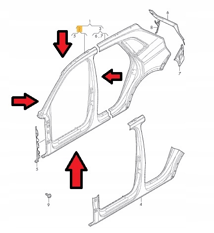 фото №1, Порог блок двигателя рама четверть правая audi q5 fy новый оригинальный номер