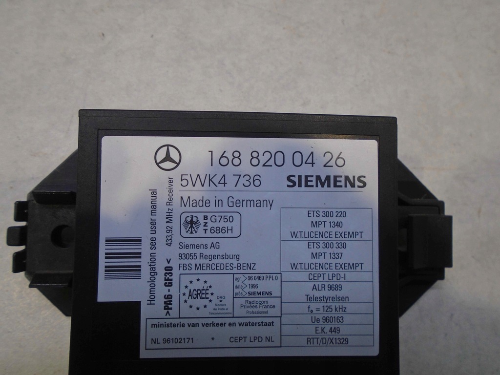 фото №4, Модуль імобілайзер mercedes w168 1.4 1688200426