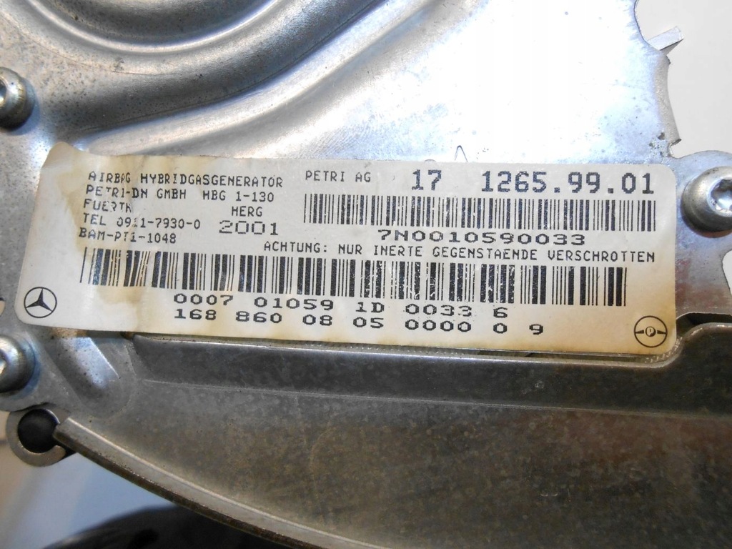 фото №5, Подушка подушка безпеки пасажира mercedes w168 1688600805