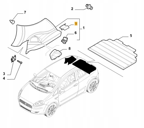 Купити Кронштейн гак полиця задній лівий grande punto panda