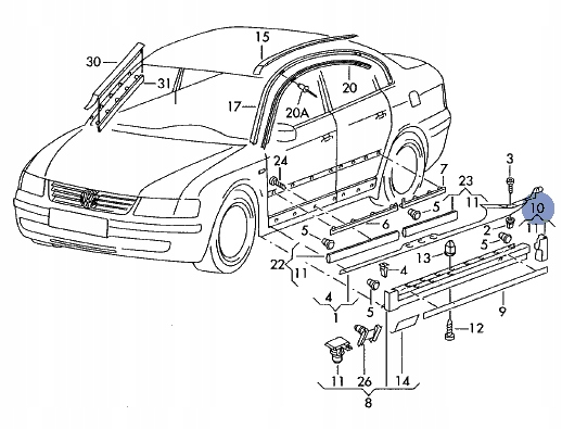 фото №3, Накладка накладки порога правая задняя do vw passat b5