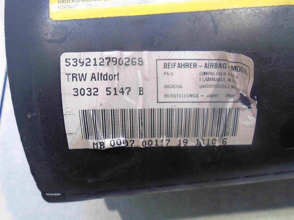 фото №5, Подушка подушка безпеки пасажира mercedes w210 2108602205