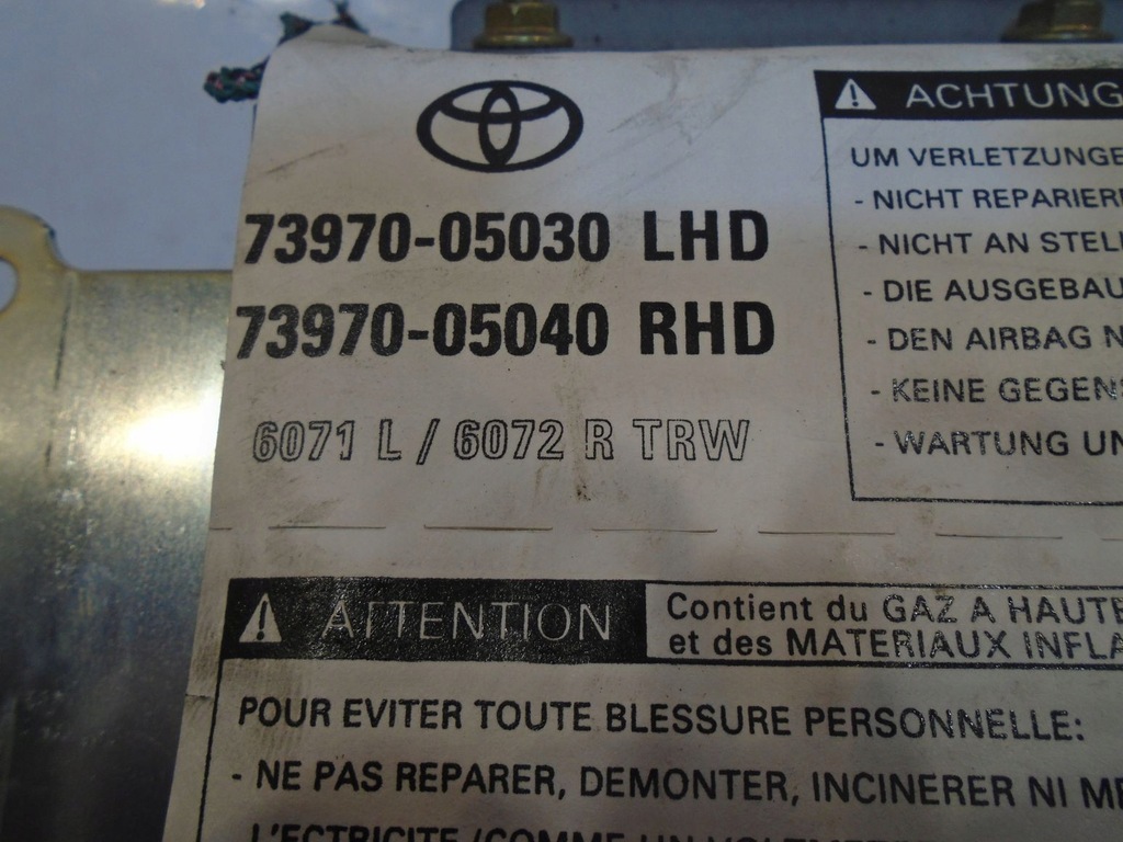 фото №4, Подушка повітряна пасажира toyota avensis i t22