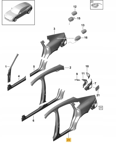 фото №2, Чверть ліва задня porsche panamera 971 nowa оригінальний номер