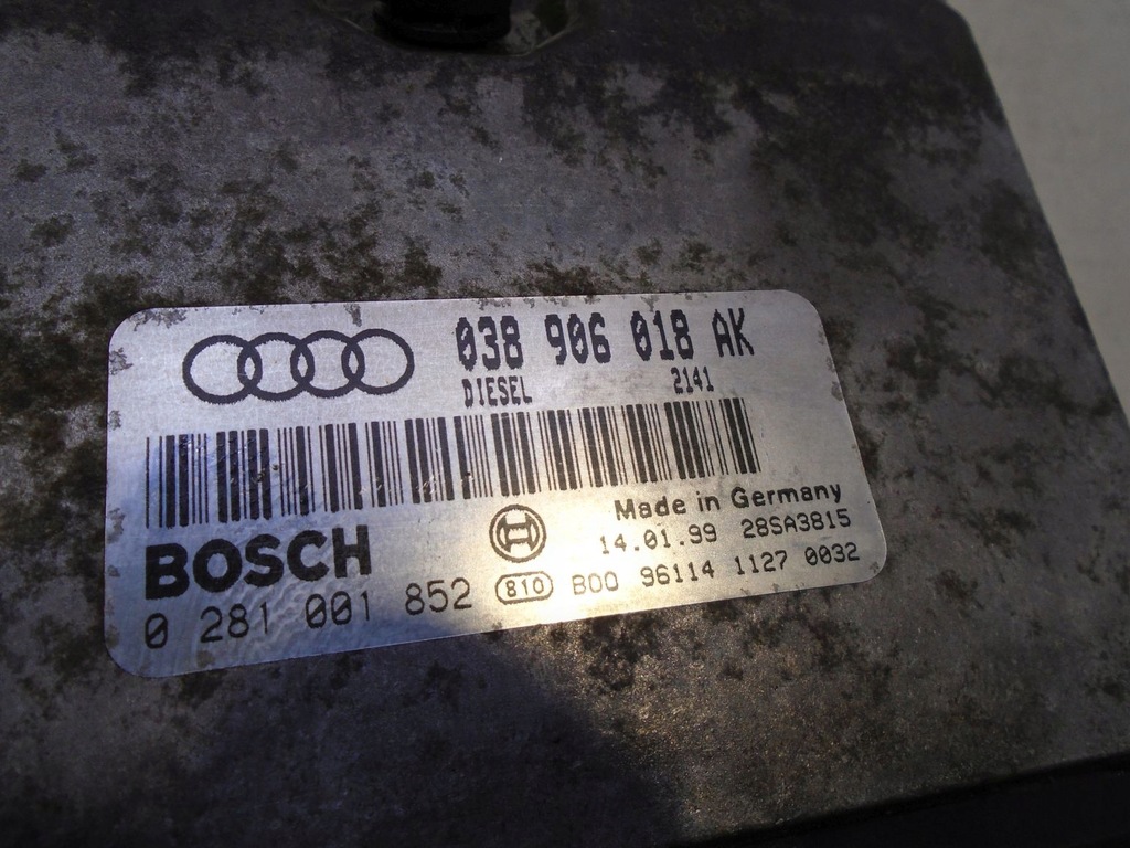 фото №4, Блок керування двигуна audi a3 8l 1.9tdi 038906018ak