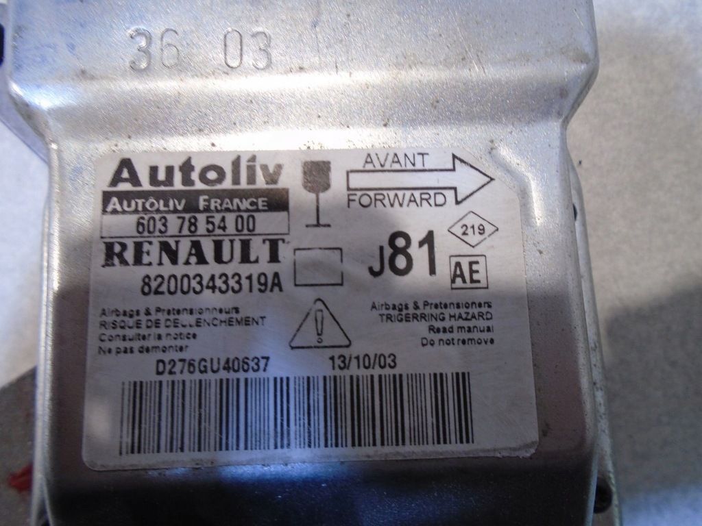 фото №4, Модуль подушка безопасности renault espace iv 8200343319a