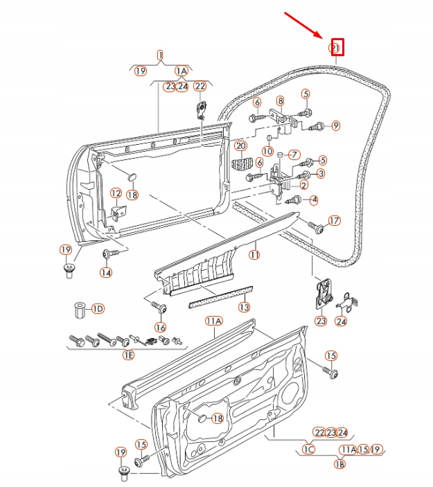 фото №8, Audi a3 8p передня частина door ущільнювач rubber 8p4831721c6v9