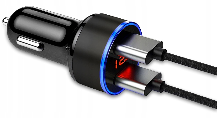 фото №10, Скло зарядний пристрій автомобільна usb 3.1 quick charge з woltomierzem