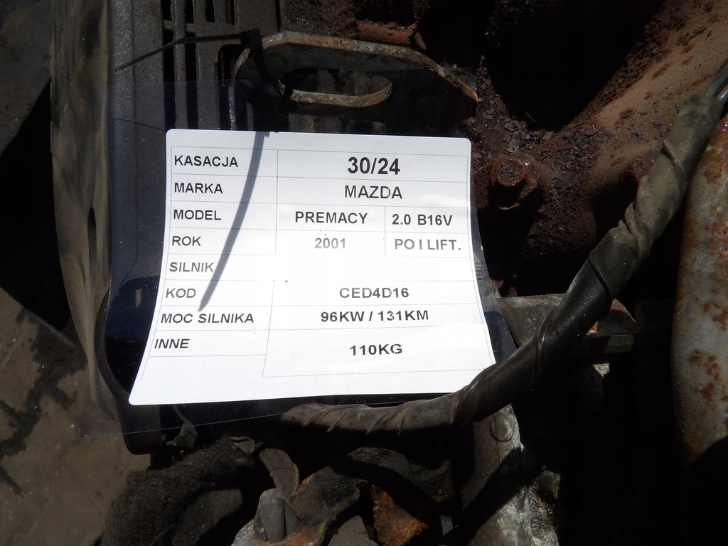 фото №8, Mazda premacy двигатель kompletny 2,0b 16v 96kw 131km fs9