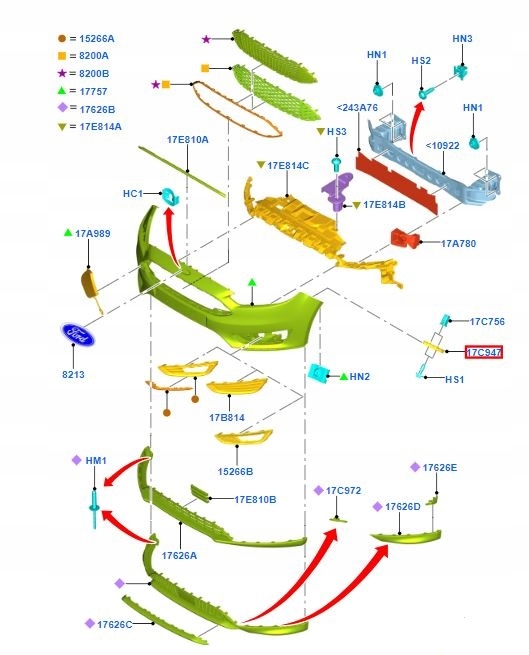 Кронштейн  бампера правий перед focus mk3 2011- / 14- _ 1718730 _ bm51-17d958-ae Оригінал