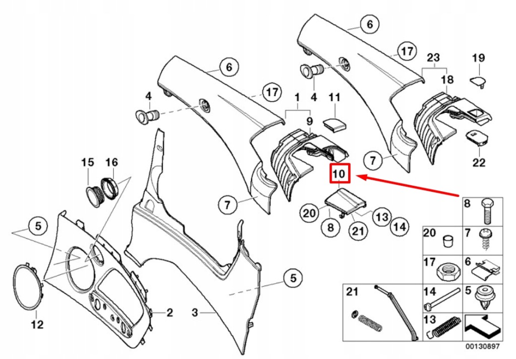 New bmw 3 e46 rear left lateralttrim панель cover 7147725 51437147725 Цена