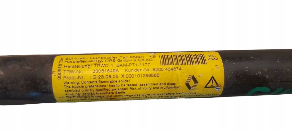 Ремень безопасности правая  перед renault clio 3 8200454674 Доставка