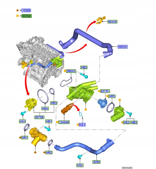 фото №1, Корпус термостата 1.0 ecobst ford tourneo connect