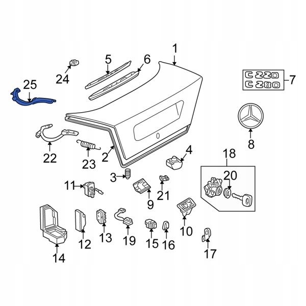 фото №5, Заглушка шарнір кришки mercedes klasa c 98-00 2028214289 oe!