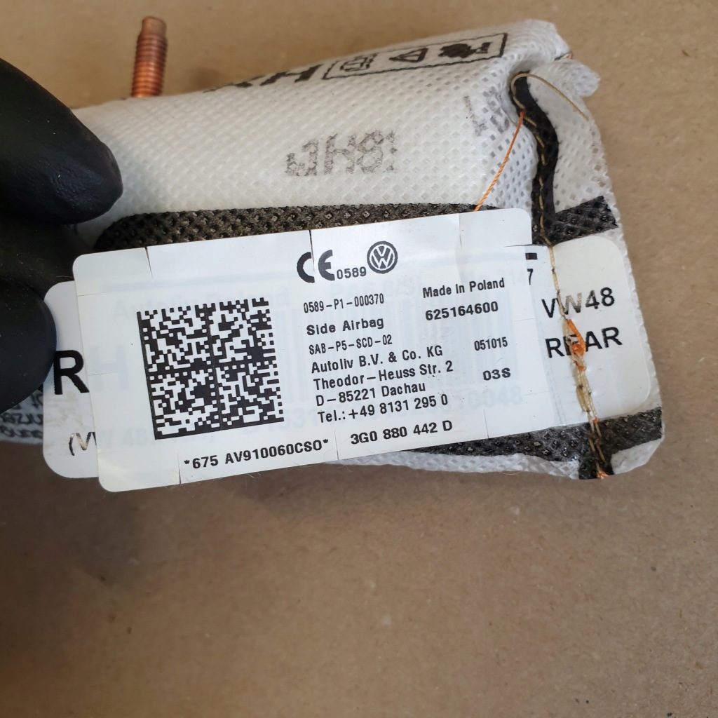 фото №4, Подушка безпеки подушка сидіння задній r vw passat b8 3g оригінальний номер