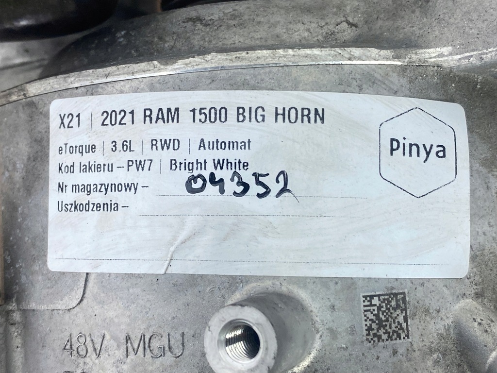 фото №10, Генератор генератор гібрид 3.6 v6 jeep chrysler dodge ram 1500 2019+