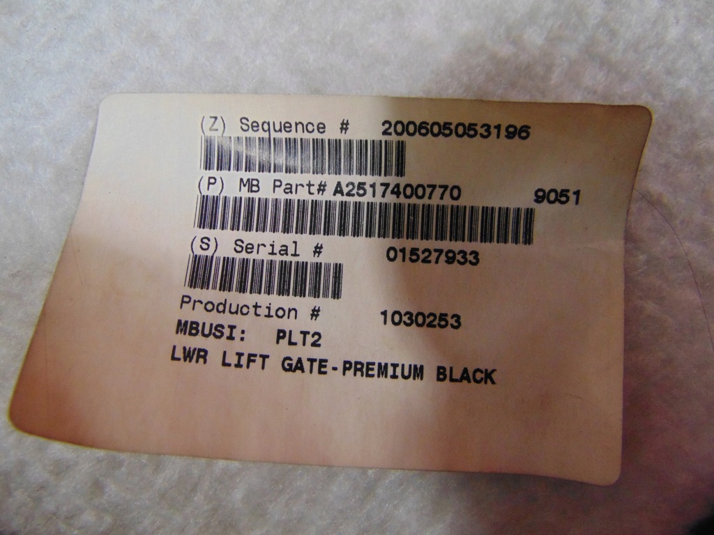 фото №9, Mercedes r-klasa w251 обивка крышки задний задняя a2517400670