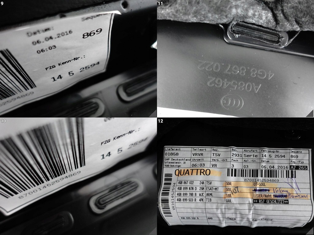 фото №10, Audi rs7 s7 a7 4g8 c7 14-18 обивка обшивка дверь правая перед exclusive