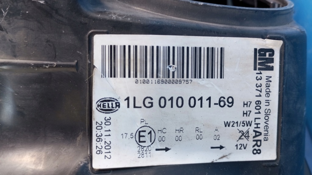 фото №12, Лампа левый перед uk 13371601 opel astra iv j 4 anglik uk