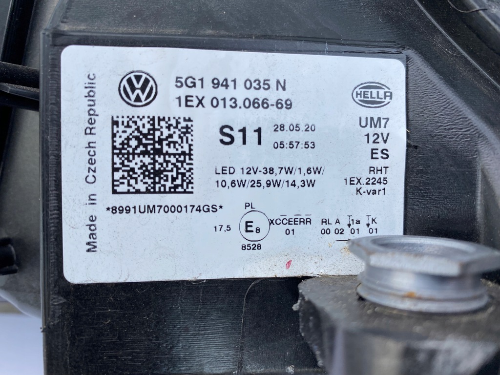 фото №6, Лампа vw golf vii lift 5g1 5g full led e golf e tron левая перед передняя