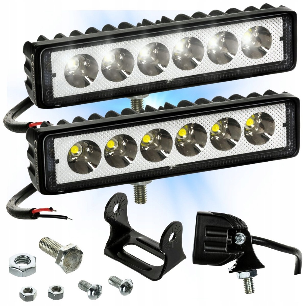 фото №1, Лампа робоча led 18w 12v 24v панель протитуманна фара прямокутник 2szt.