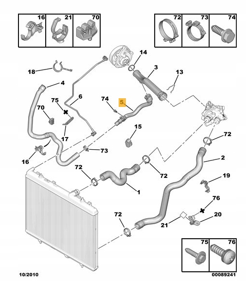 фото №7, 1351.ng citroen/peugeot шланг радиатора c c5 iii 1.6hdi оригинальный номер psa